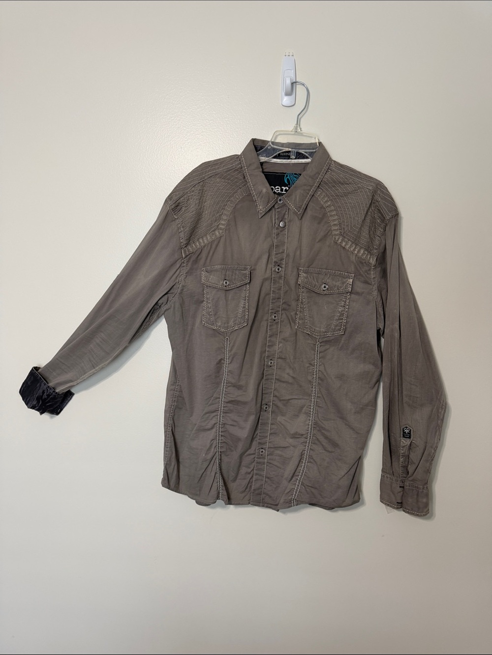 Roar Men's Taupe Button-Up Shirt Jacket